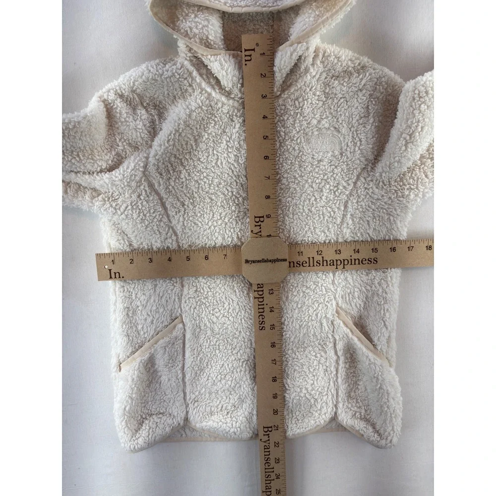 The North Face Girls Osito Fleece Hoodie Cream Full Zip Jacket Size M 10/12